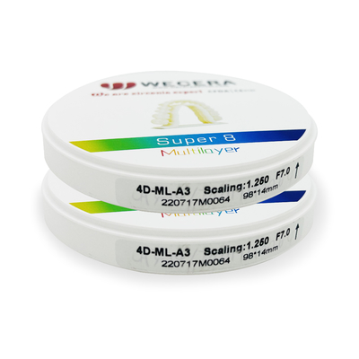 6.0-6.3g/cm3 Density Multilayer Zirconia Block in A1-D4 Colors for Long-Lasting Dental Restorations