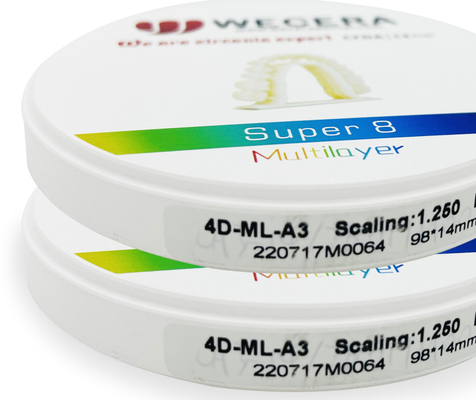CAD CAM Dental Zirconia Ceramic Blocks 3D Pro Multilayer 43% - 57% Translucent