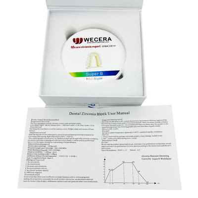 98mm Or 95mm Diameter Pre-Colored Zirconia Disks for Dental Applications Transluency 43-57%
