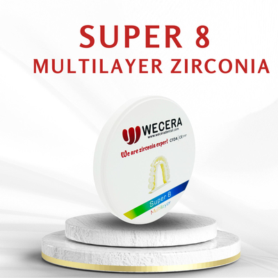 Multilayer Zirconia Disc for Dental Lab 1500 Degree Sintering Temperature 1200 Mpa Strength Multilayer Design