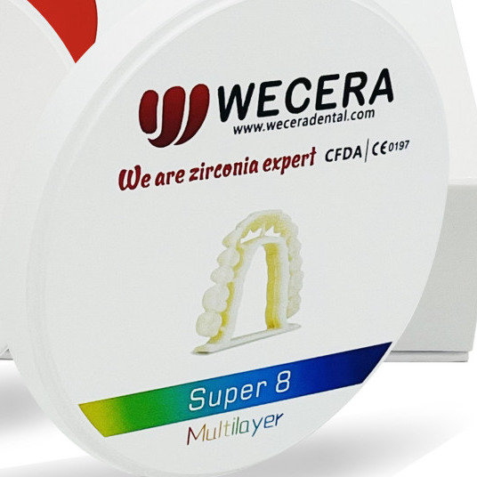 Multilayer Zirconia Block Compatible with Roland/VHF/Imes-icore Sintering Density 6.0g/cm3 and 1500 Degree Sintering Program