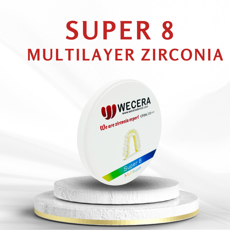 Multilayer Zirconia Disc for Dental Lab 1500 Degree Sintering Temperature 1200 Mpa Strength Multilayer Design