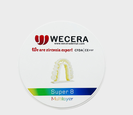 แผ่นบล็อกเซอร์โคเนียหลายชั้นทันตกรรม 1200 MPA สำหรับเครื่องกัด CAD CAM